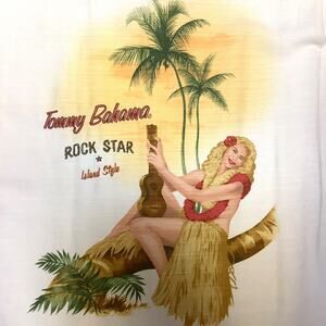 Tommy Bahama Silk Hawaiian Pinup Collar Shirt Mens L Rock Star Island Style Hula